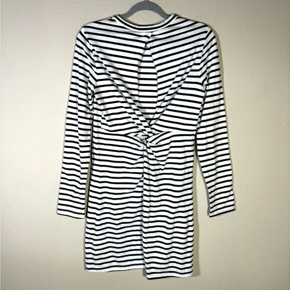 A.L.C. Fay Mini White Black Dress Striped Knot Back Long Sleeve Size S - Picture 5 of 7
